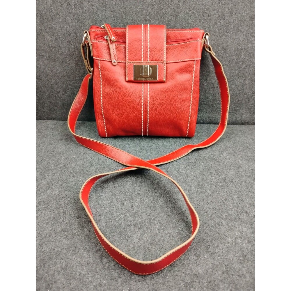 Tignanello Red Leather Shoulder Crossbody Purse Organizer Pre-owned Excellent